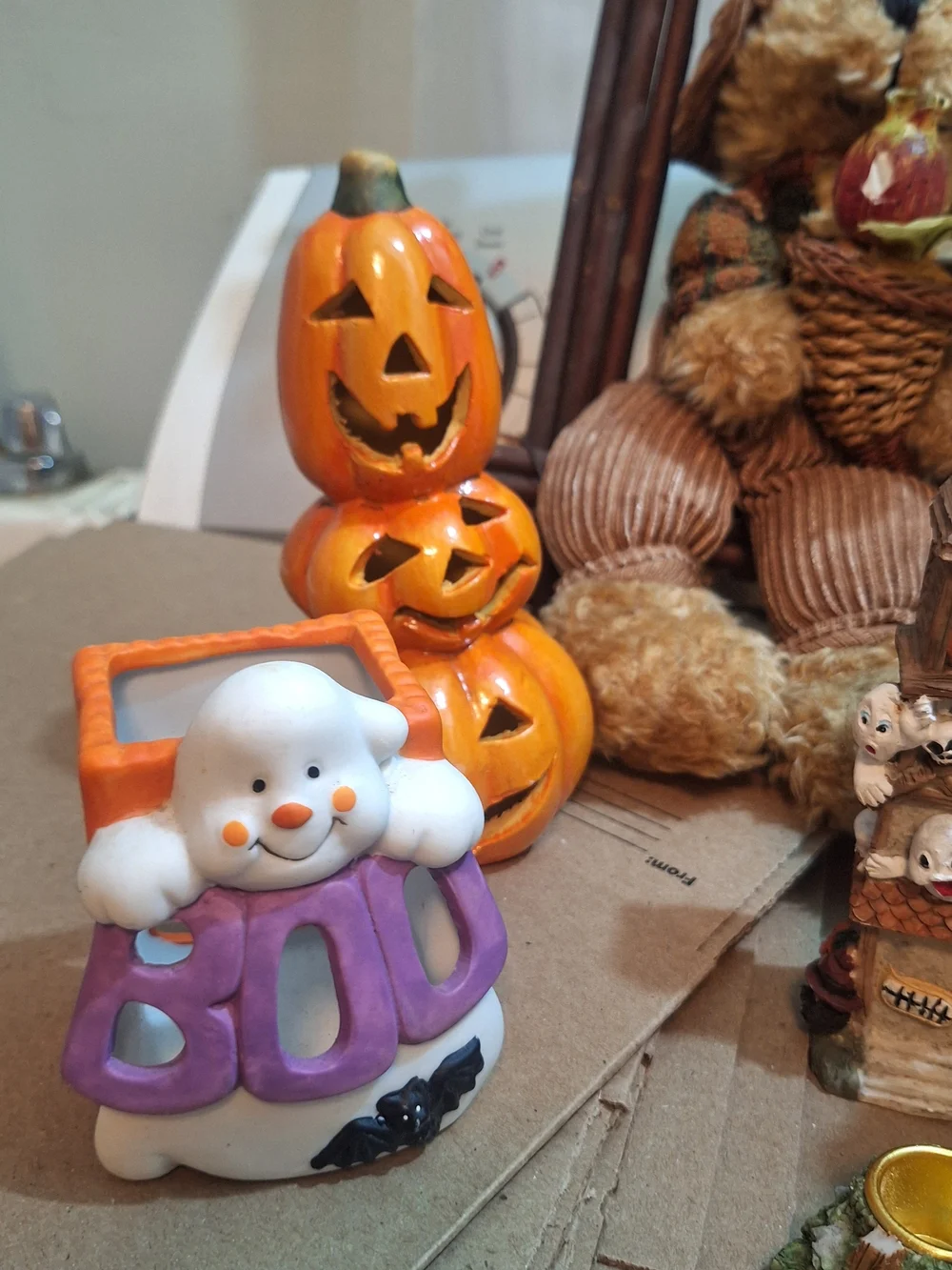 Welcome Fall Pumpkin Bear Tabletop Decor - Orange
